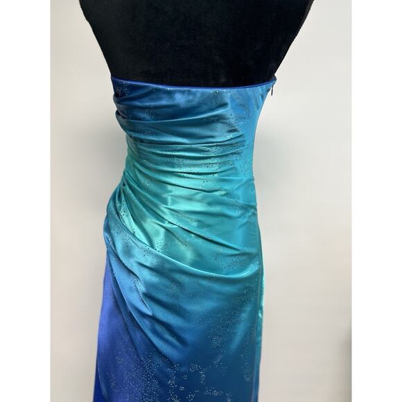 Vintage Y2K Dress Blue Ombre Fairy Hoco Prom Sparkle 7/8 Whimsigoth Formal Glam - Picture 4 of 15